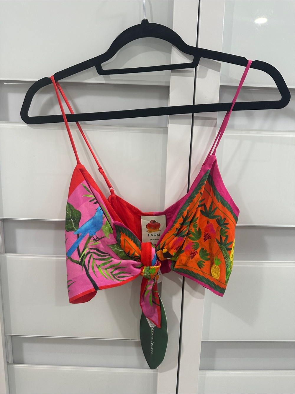 FARM Rio Pink & Orange Tropical Tie-Front Camisole